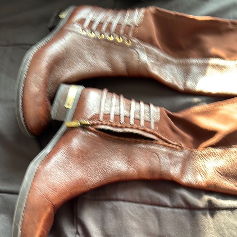 Brown Leather Knee-High Boots
